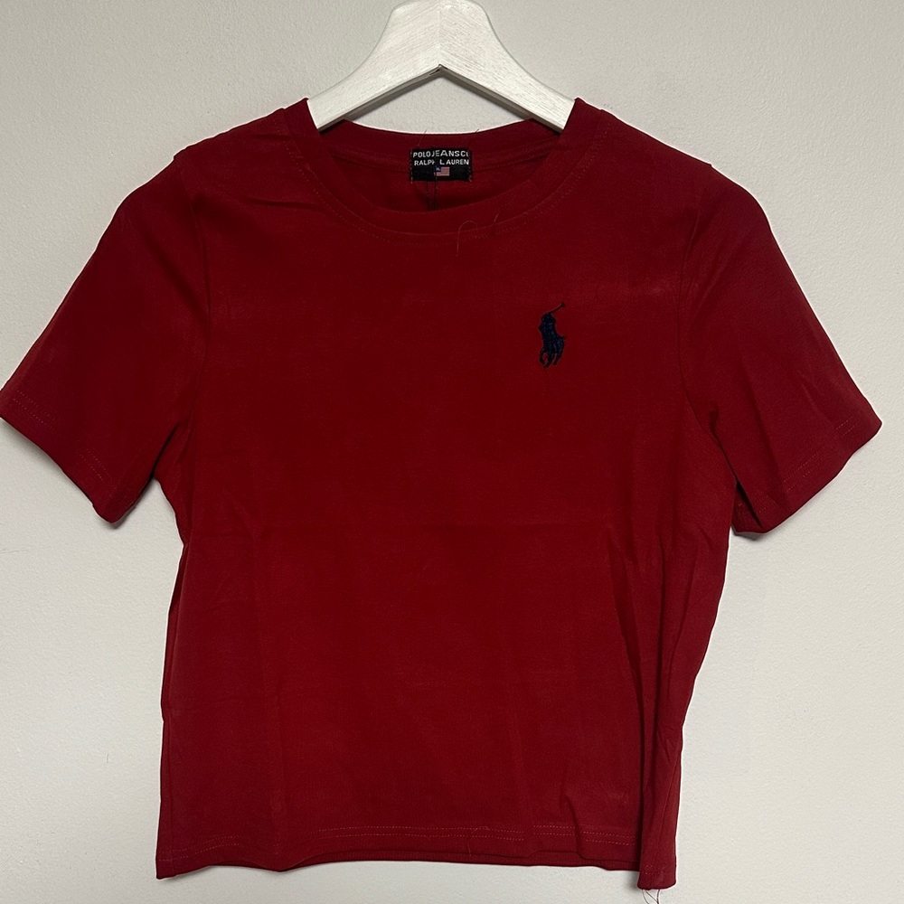 RL Crimson Tee with Embroidered Logo